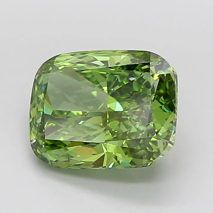 5.01ct Cushion brilliant Lab Grown Diamond (Colour Fancy Vivid Green, Clarity VS2, IGI Certified)