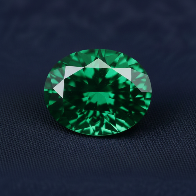 over cut emerald focal point jewellery calibrated melee