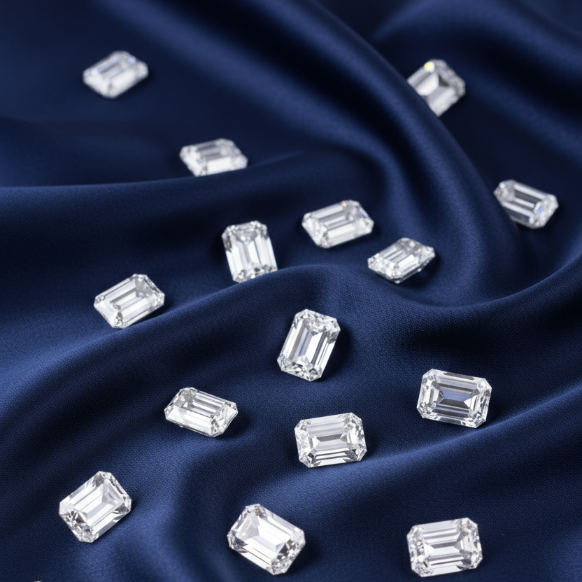 Emerald Cut Micro-Accent Lab Diamonds