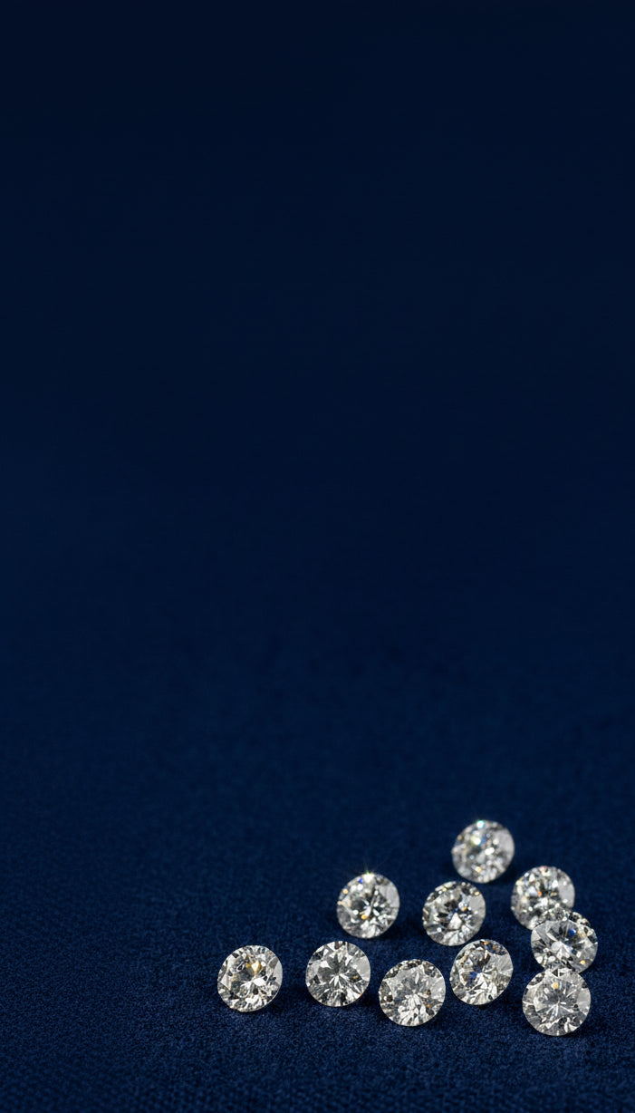 Diamonds on a dark blue background focal point jewellery tiny diamonds on a blue cloth